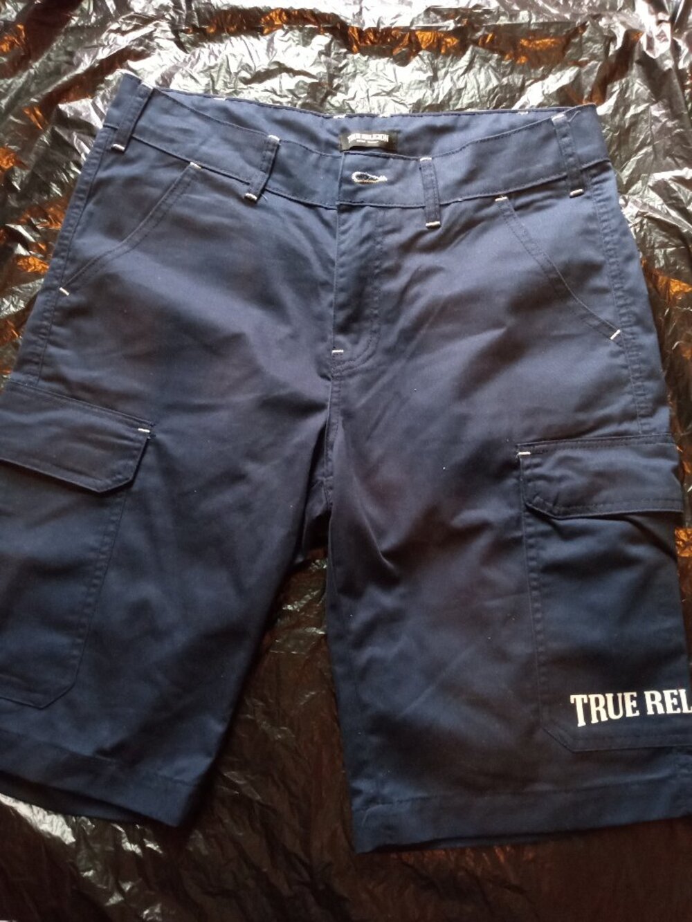 True Religion Navy Cargo Shorts Mens 30
